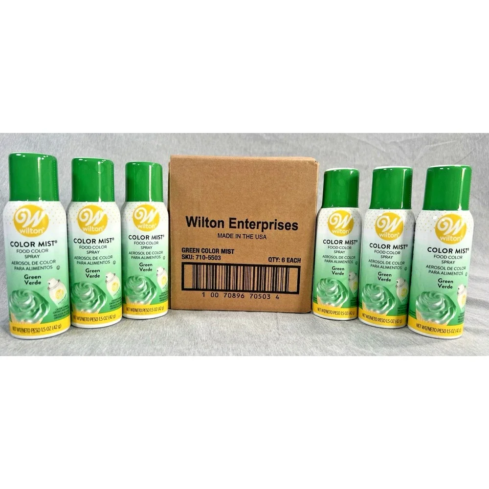 6 WILTON 1.5 Oz GREEN COLOR MIST FOOD SPARY Baking HOLIDAY WEDDING CAKES cupcake